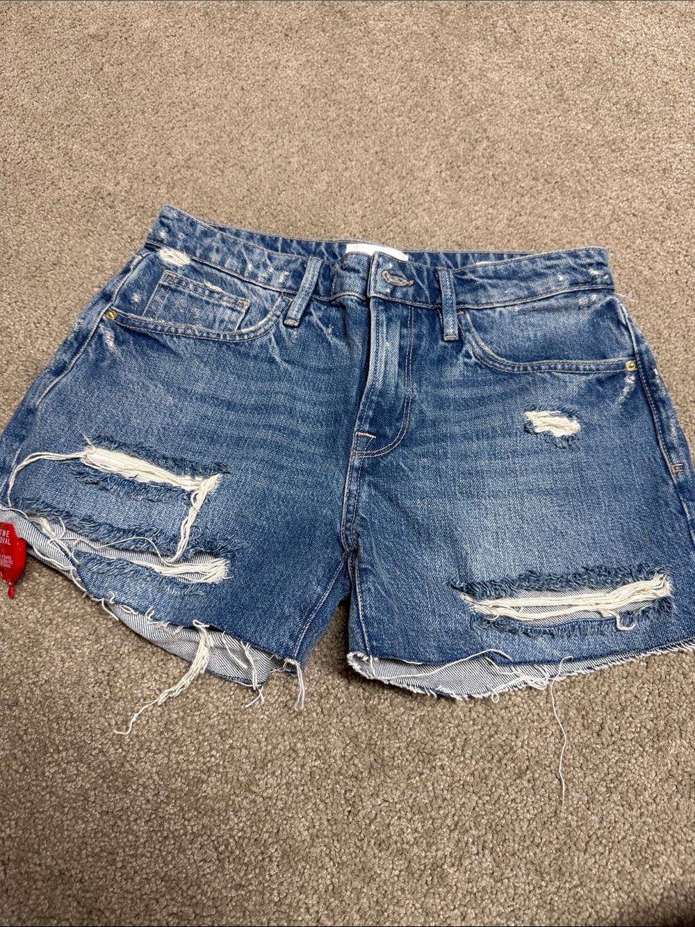 Frame Denim Distressed Blue Cutoff Shorts